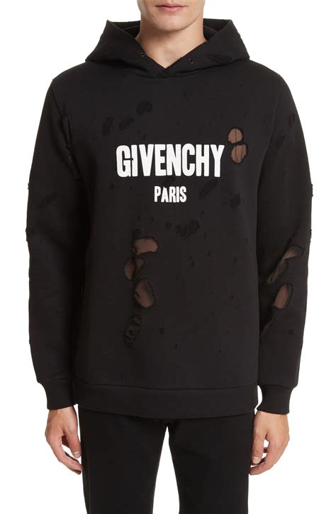 givenchy distressed layered hoodie